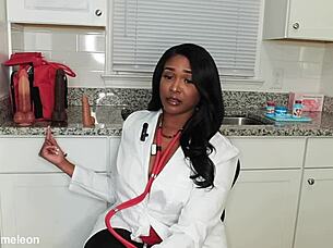 Nurse Lala gives detailed jerk off instructions to her patient.