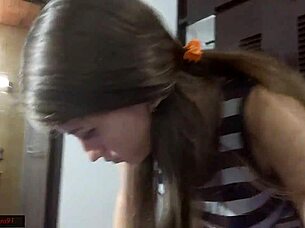 My stepsister and I are alone in the cabin, touching each other until we fuck.