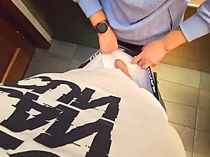 stranger cum in my pantyhose in restaurant toilet