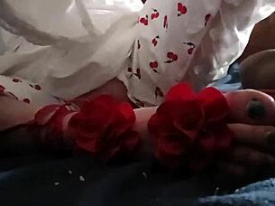 Amateur uses huge dildo for deep anal in lingerie