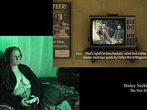 Naked Play Through Of Alan Wake 2 Part 2 With Brunette Character.