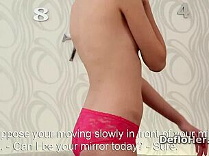 Slim And Pretty Audrey White Caress Her Entire Body