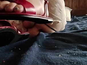 Amateur uses huge dildo for deep anal in lingerie