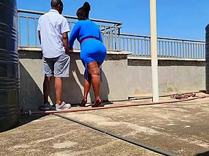 Sneaking Up On Big Ass Neighbor For Doggy On Couch, She Agrees To Facial