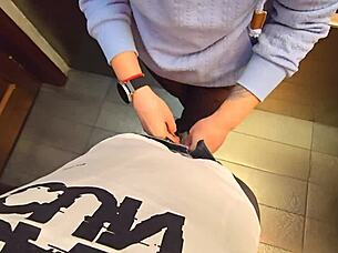 stranger cum in my pantyhose in restaurant toilet