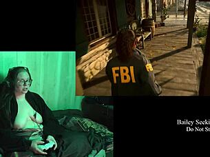 Naked Play Through Of Alan Wake 2 Part 2 With Brunette Character.