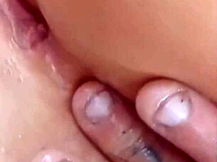 teasing with my oiled ass until he rips leggings and fingers my shaved pussy