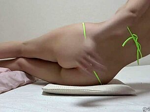 Sakura Misaki stretches in micro bikini!