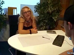 Milf boss helps young apprentice with his first hardcore bang