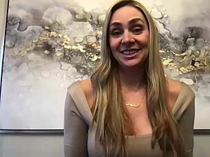 Introducing JJ, the blonde tall milf model with big ass and long legs in backstage interview