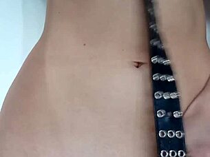 punishing my tits and pussy with belt