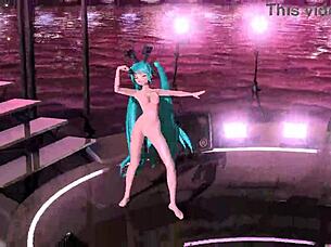 Hatsune Miku in Nude Bunny Costume Shows Big Tits and Ass for Cum