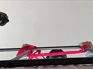 hooded captive swallows eagerly amidst moans and drool