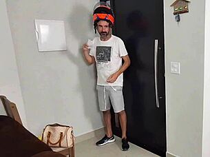 hey, you think this redhead housewife wants her ass worshiped by the biker in just a towel?