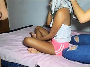 lucky guy enjoys two big asses from stepsister and stepdaughter