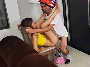 hey, you think this redhead housewife wants her ass worshiped by the biker in just a towel?