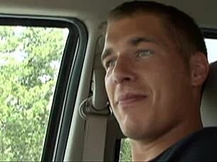 redhead milf in lingerie sucks boy's cock and gets facial