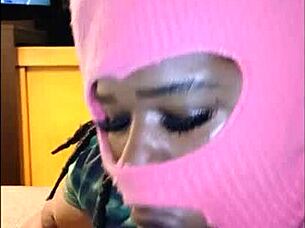 The milf sucked my big black cock sloppy, then blew bubbles with cum in mouth