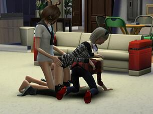 Watch the cuckold muff diving in Sims 4