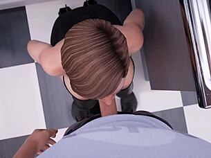 stepsisters best friend giving me a risky blowjob