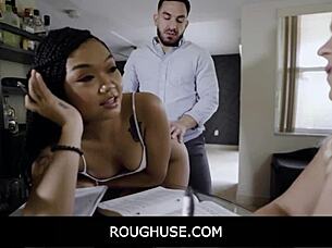 Teen Introduces Stepdad to Flexible Friend for Rough Hardcore Pussy Play