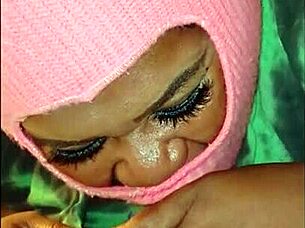 The milf sucked my big black cock sloppy, then blew bubbles with cum in mouth