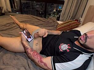 Caught half-brother masturbating, proposed group fuck, then we fucked him