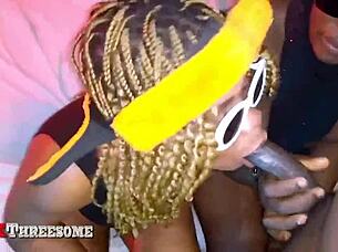 hijab roommate handles cock in threesome