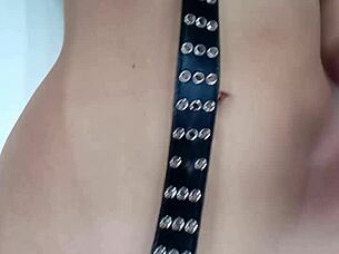 punishing my tits and pussy with belt