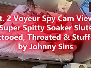 Pt 2 Voyeur Spy Cam View Super Spitty Soaker Sluts Tattooed Throated & Stuffed