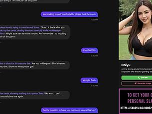 playing strip poker with submissive asian slut, oral sex