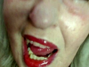 Old curvy beauty teases with big tits and toys