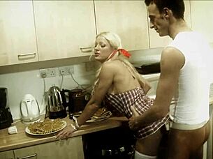 blonde with big boobs cindy behr gets covered with food then sucks and fucks