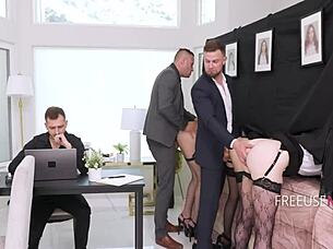 Petite Office Babe Bent Over for Hardcore Doggy Action
