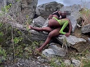 ⭐️ I seduced the tourist guard and fucked him doggystyle bent over on the rock