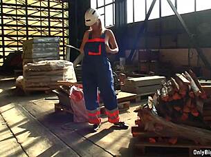 Shelby moon has fun with her boobs at work