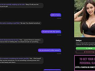 playing strip poker with submissive asian slut, oral sex