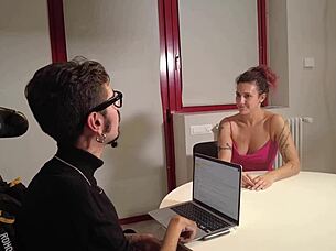 francesca learns submission from her disabled coach in roleplay session