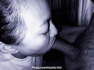 Young girl gives blowjob to stepfather with cum in mouth