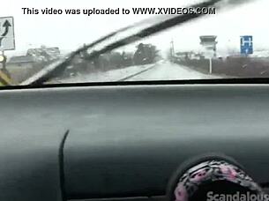 Teen Hottie Undresses And Masturbates In Outdoor Car