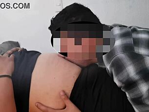 milf licks belly button of latina amateur