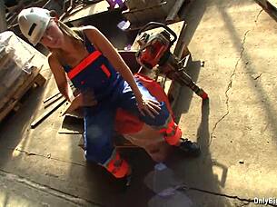 Shelby moon has fun with her boobs at work