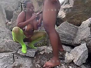 ⭐️ I seduced the tourist guard and fucked him doggystyle bent over on the rock