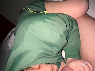 teasing and flashing my boobs, then slurping his big cock's cum 😋