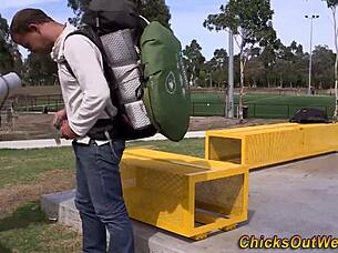 Aussie girlfriend sucks cock hard before getting a messy creampie in wild action