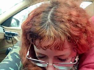 Submissive Slut Moans During Oral Licking in Car Quickie