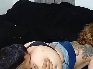 Having sex in living room with half-brother, family in kitchen