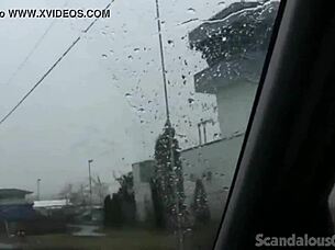 Teen Hottie Undresses And Masturbates In Outdoor Car