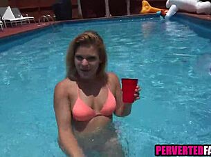 Sex with stepmom by the pool