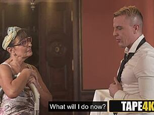 Kinky Big Tits Gilf Cleaner Comforts Heartbroken Groom at Work